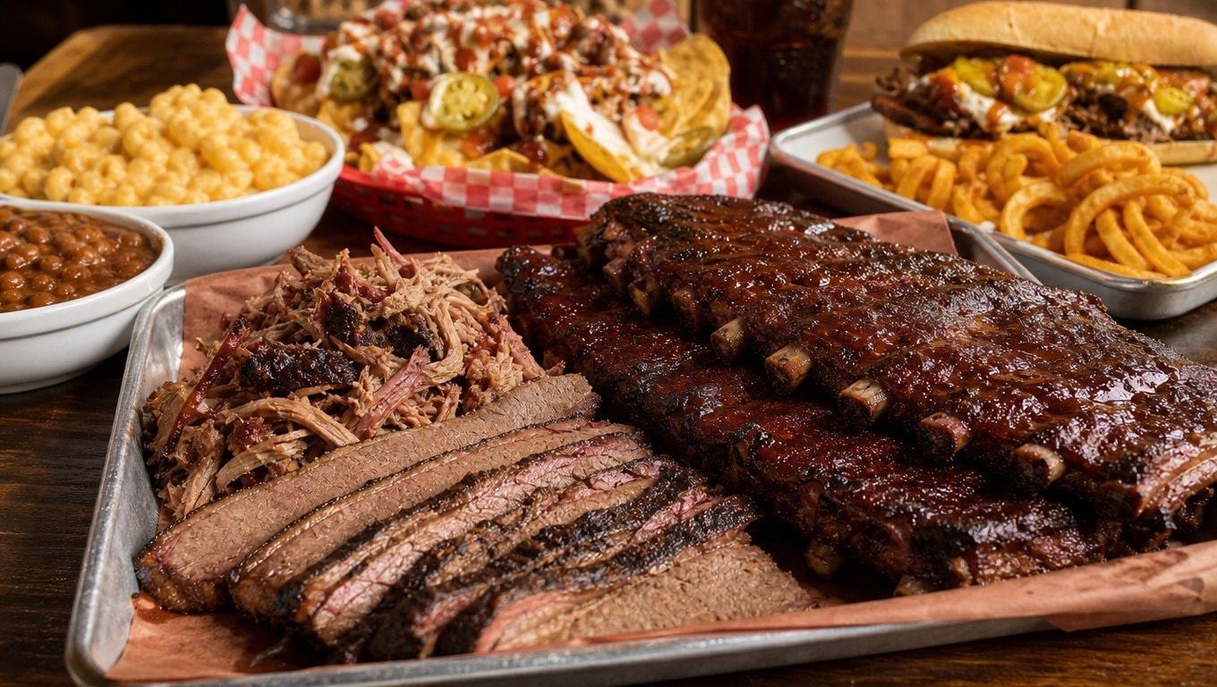 Morgan Brothers BBQ menu spread